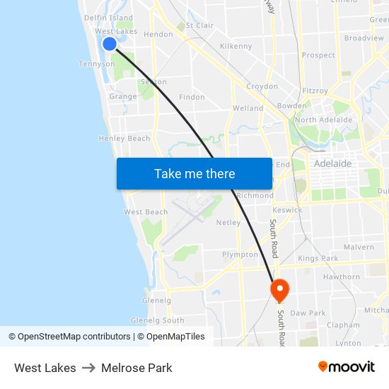 West Lakes to Melrose Park map