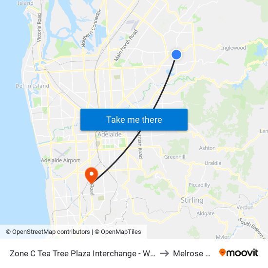 Zone C Tea Tree Plaza Interchange - West side to Melrose Park map