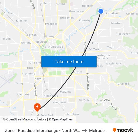 Zone I Paradise Interchange - North West side to Melrose Park map