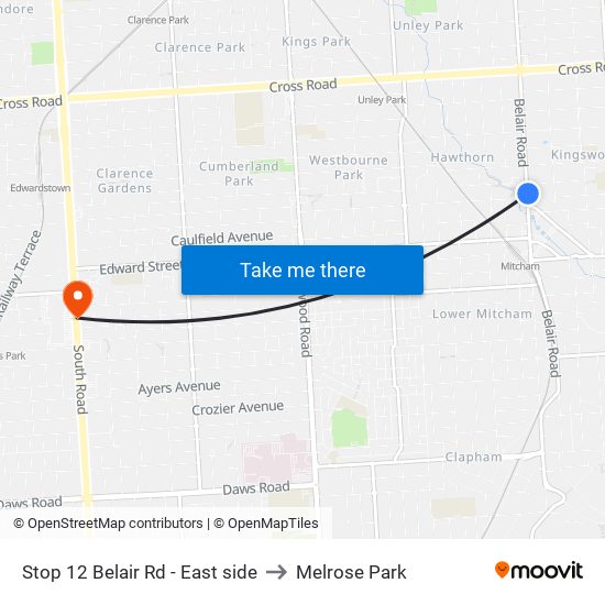 Stop 12 Belair Rd - East side to Melrose Park map