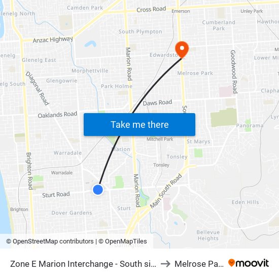 Zone E Marion Interchange - South side to Melrose Park map