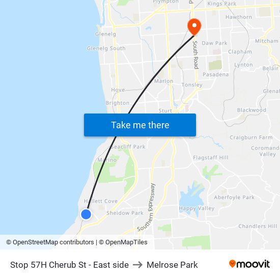 Stop 57H Cherub St - East side to Melrose Park map