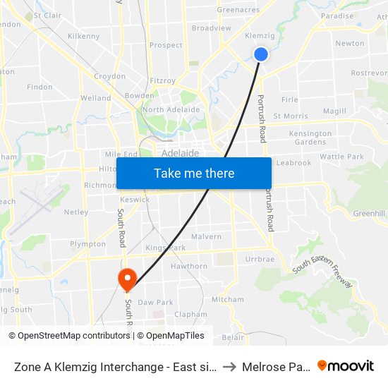 Zone A Klemzig Interchange - East side to Melrose Park map