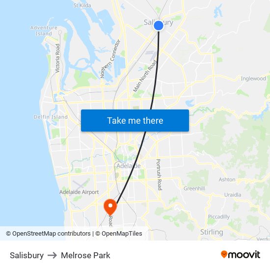 Salisbury to Melrose Park map