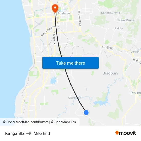 Kangarilla to Mile End map