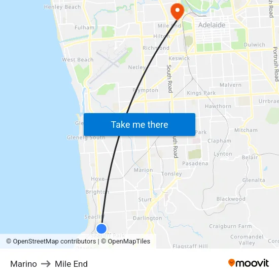 Marino to Mile End map