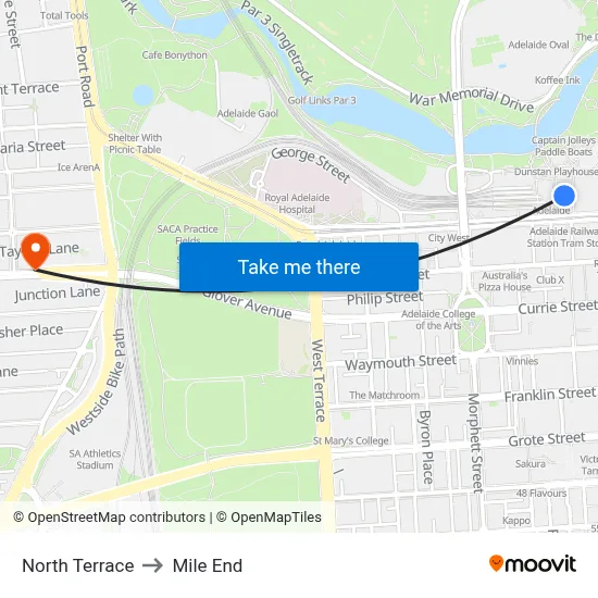 North Terrace to Mile End map