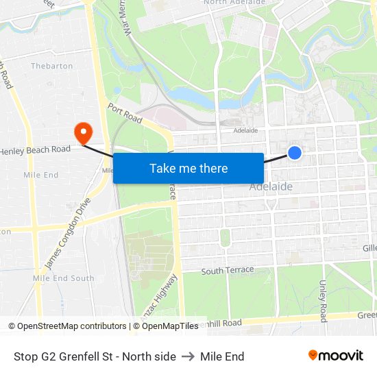 Stop G2 Grenfell St - North side to Mile End map