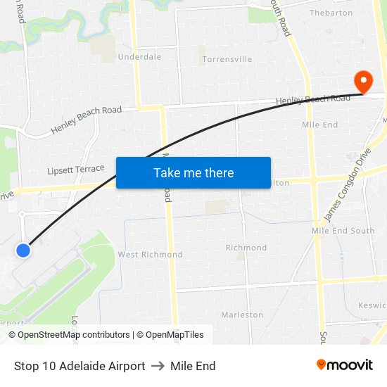 Stop 10 Adelaide Airport to Mile End map