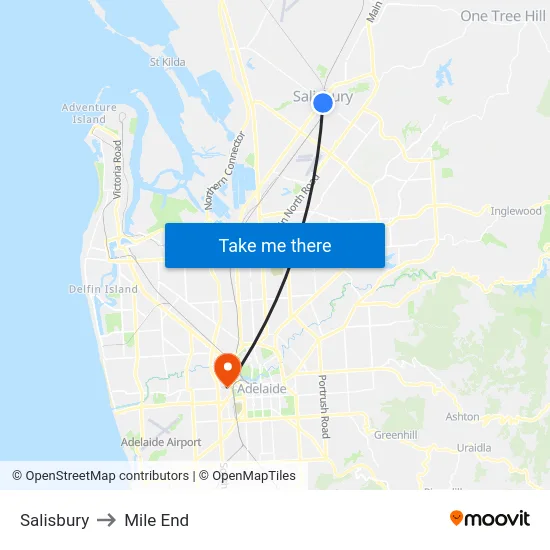 Salisbury to Mile End map