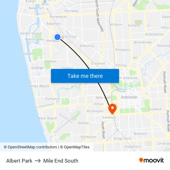 Albert Park to Mile End South map