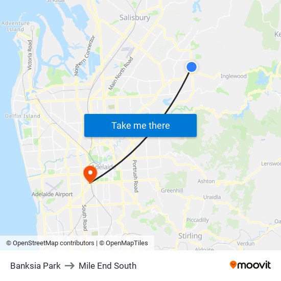 Banksia Park to Mile End South map