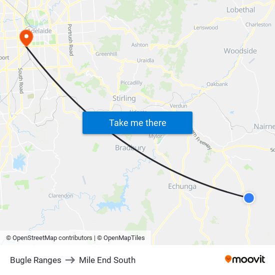 Bugle Ranges to Mile End South map