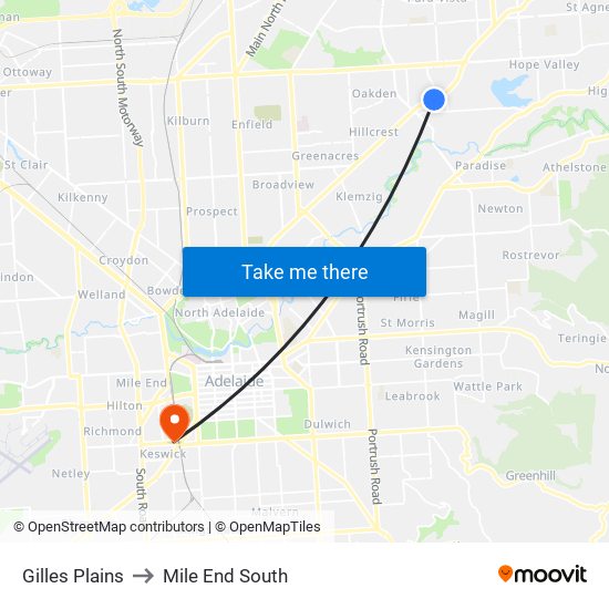 Gilles Plains to Mile End South map