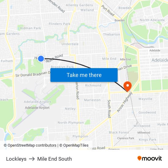 Lockleys to Mile End South map