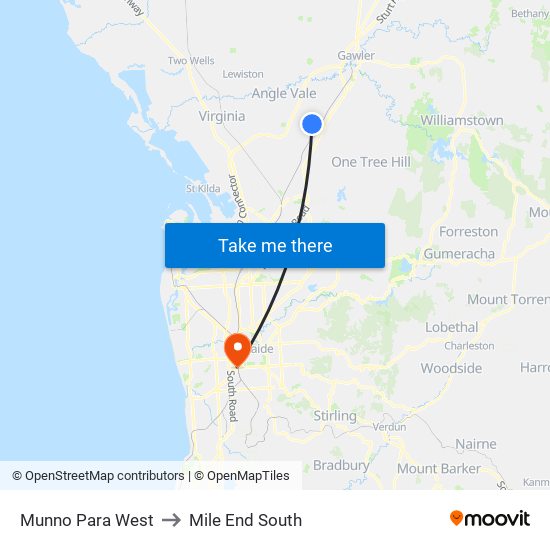 Munno Para West to Mile End South map