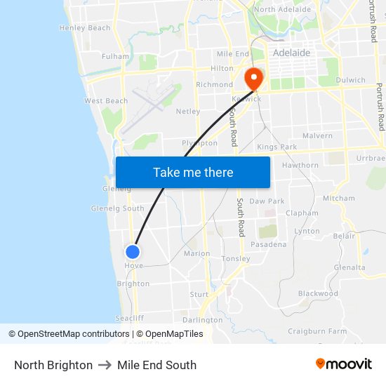 North Brighton to Mile End South map