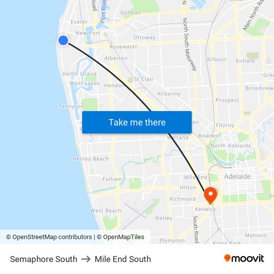 Semaphore South to Mile End South map