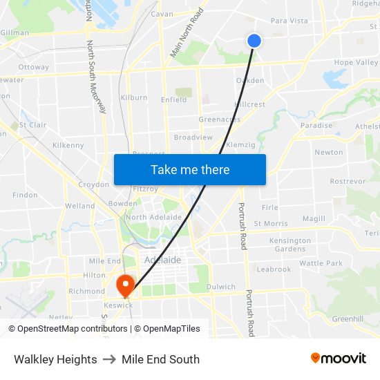 Walkley Heights to Mile End South map