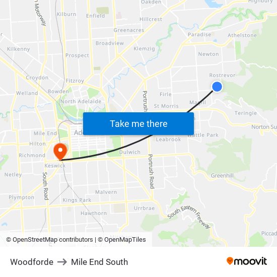 Woodforde to Mile End South map