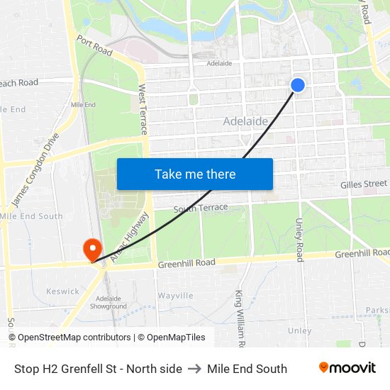 Stop H2 Grenfell St - North side to Mile End South map