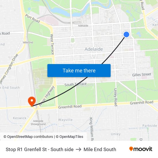 Stop R1 Grenfell St - South side to Mile End South map