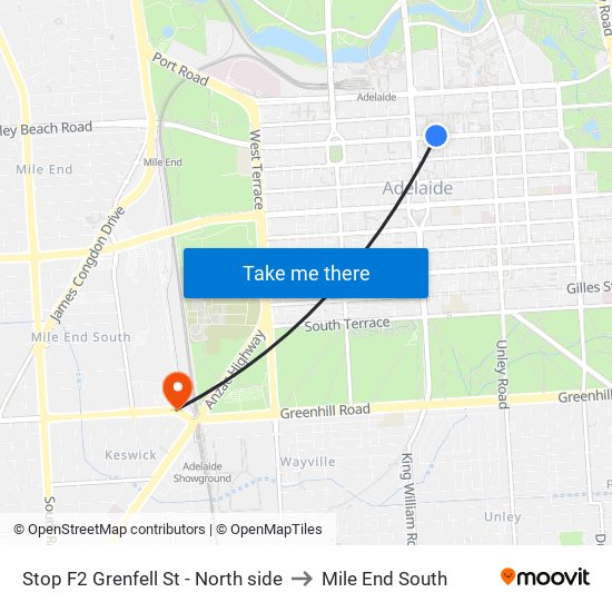 Stop F2 Grenfell St - North side to Mile End South map