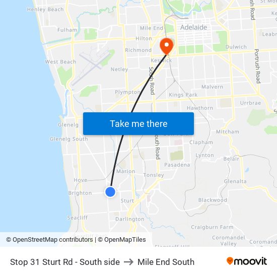 Stop 31 Sturt Rd - South side to Mile End South map