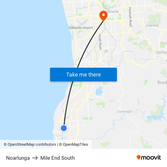 Noarlunga to Mile End South map
