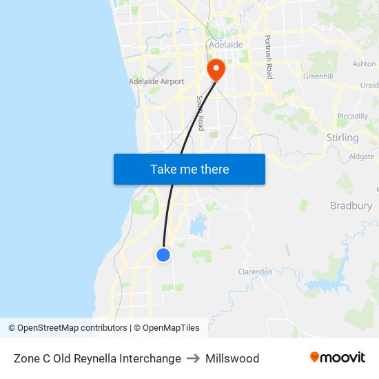 Zone C Old Reynella Interchange to Millswood map