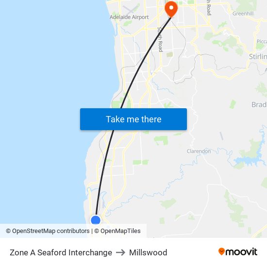 Zone A Seaford Interchange to Millswood map