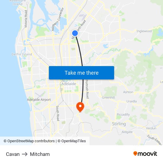 Cavan to Mitcham map