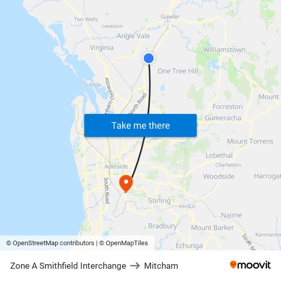 Zone A Smithfield Interchange to Mitcham map