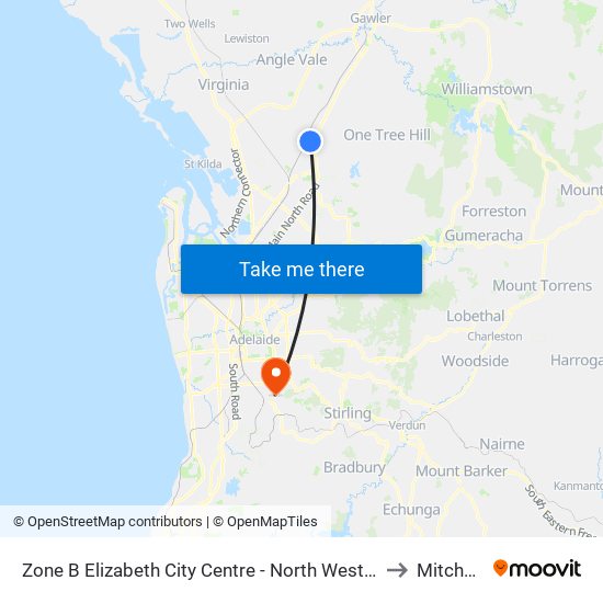 Zone B Elizabeth City Centre - North West side to Mitcham map