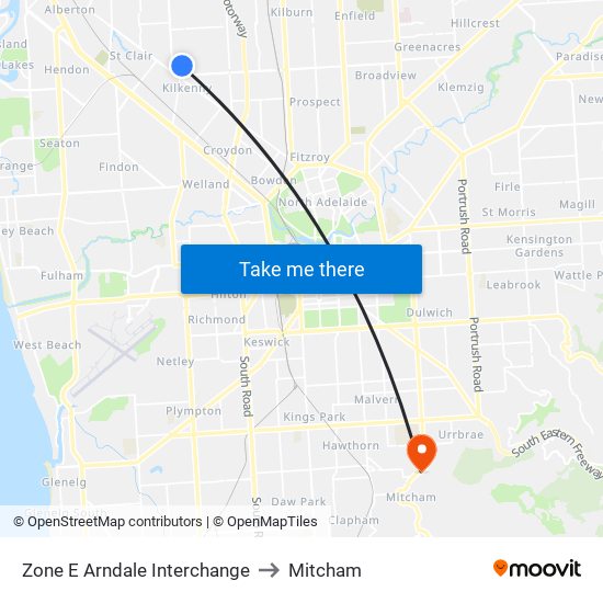 Zone E Arndale Interchange to Mitcham map