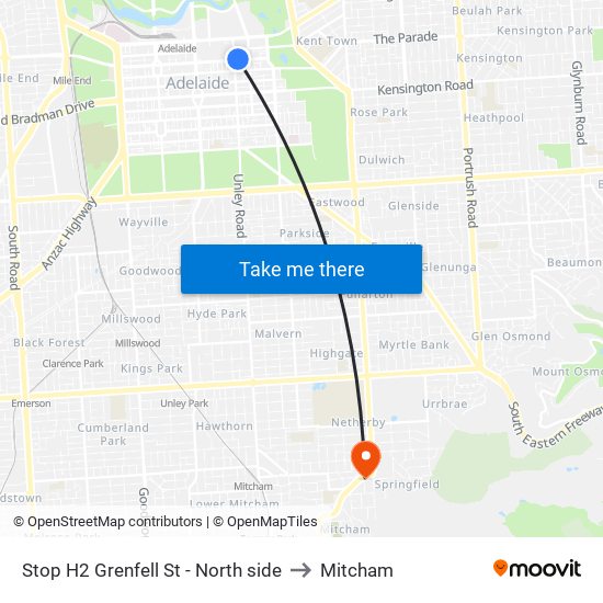 Stop H2 Grenfell St - North side to Mitcham map