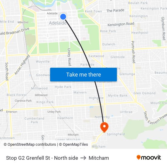 Stop G2 Grenfell St - North side to Mitcham map