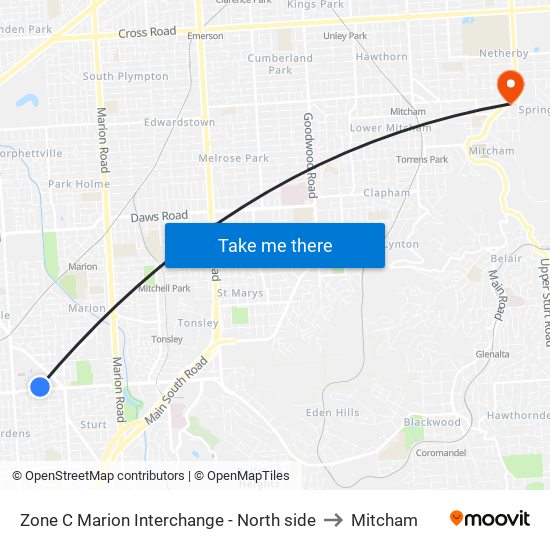 Zone C Marion Interchange - North side to Mitcham map