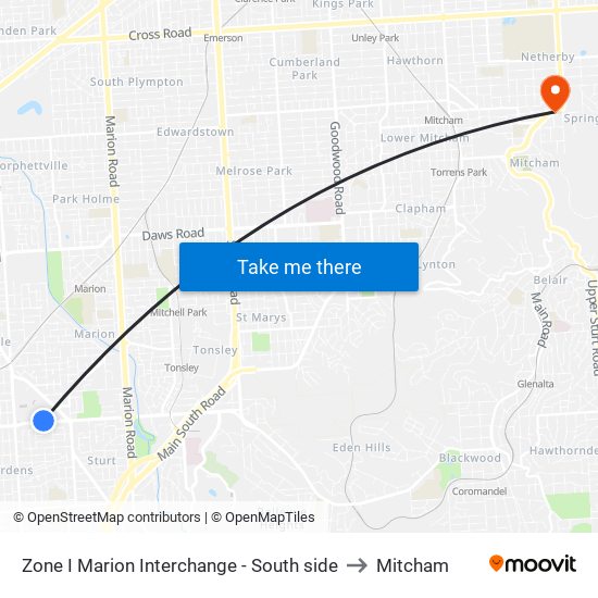 Zone I Marion Interchange - South side to Mitcham map