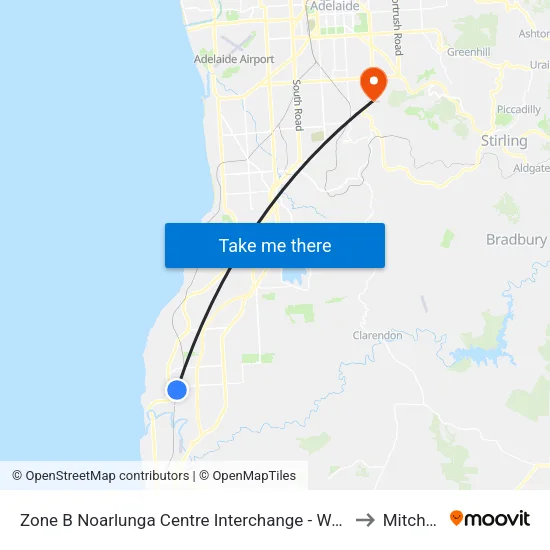 Zone B Noarlunga Centre Interchange - West side to Mitcham map