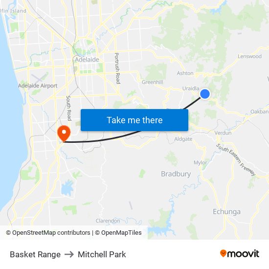 Basket Range to Mitchell Park map