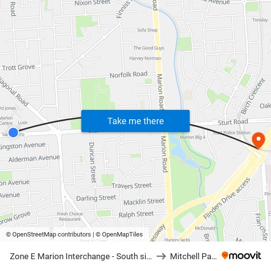 Zone E Marion Interchange - South side to Mitchell Park map