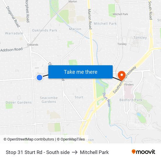 Stop 31 Sturt Rd - South side to Mitchell Park map