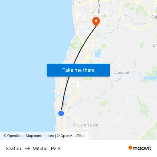 Seaford to Mitchell Park map
