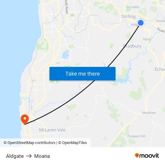 Aldgate to Moana map