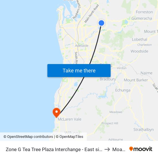 Zone G Tea Tree Plaza Interchange - East side to Moana map