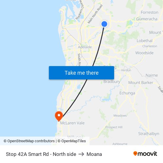 Stop 42A Smart Rd - North side to Moana map