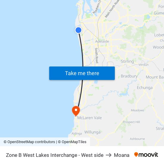 Zone B West Lakes Interchange - West side to Moana map