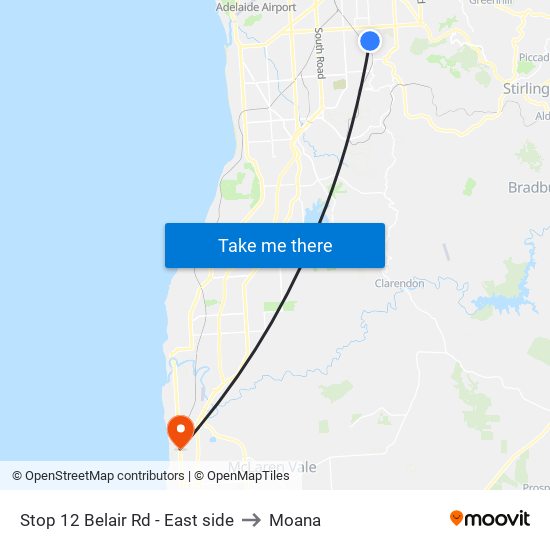 Stop 12 Belair Rd - East side to Moana map