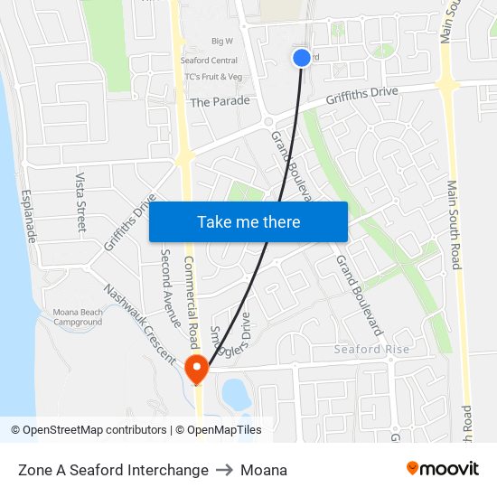 Zone A Seaford Interchange to Moana map